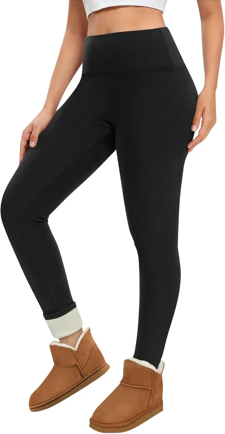 Women's Fleece Leggings Womens High Waist Leggings Exercise Wear Sports Plus Fleece Yoga Pants Long Pants