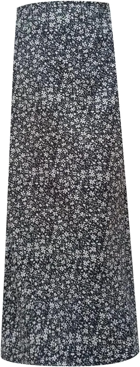 Womens Floral Maxi Skirt Boho Side Slit Flowy Summer Long Skirts Comfy High Waist Beach Print A-Line Skirts 2025