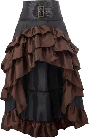 Women's Gothic Steampunk Skirt High Low Ruffle Victorian Skirt Renaissance Costume Skirts Party Cosplay Outfits