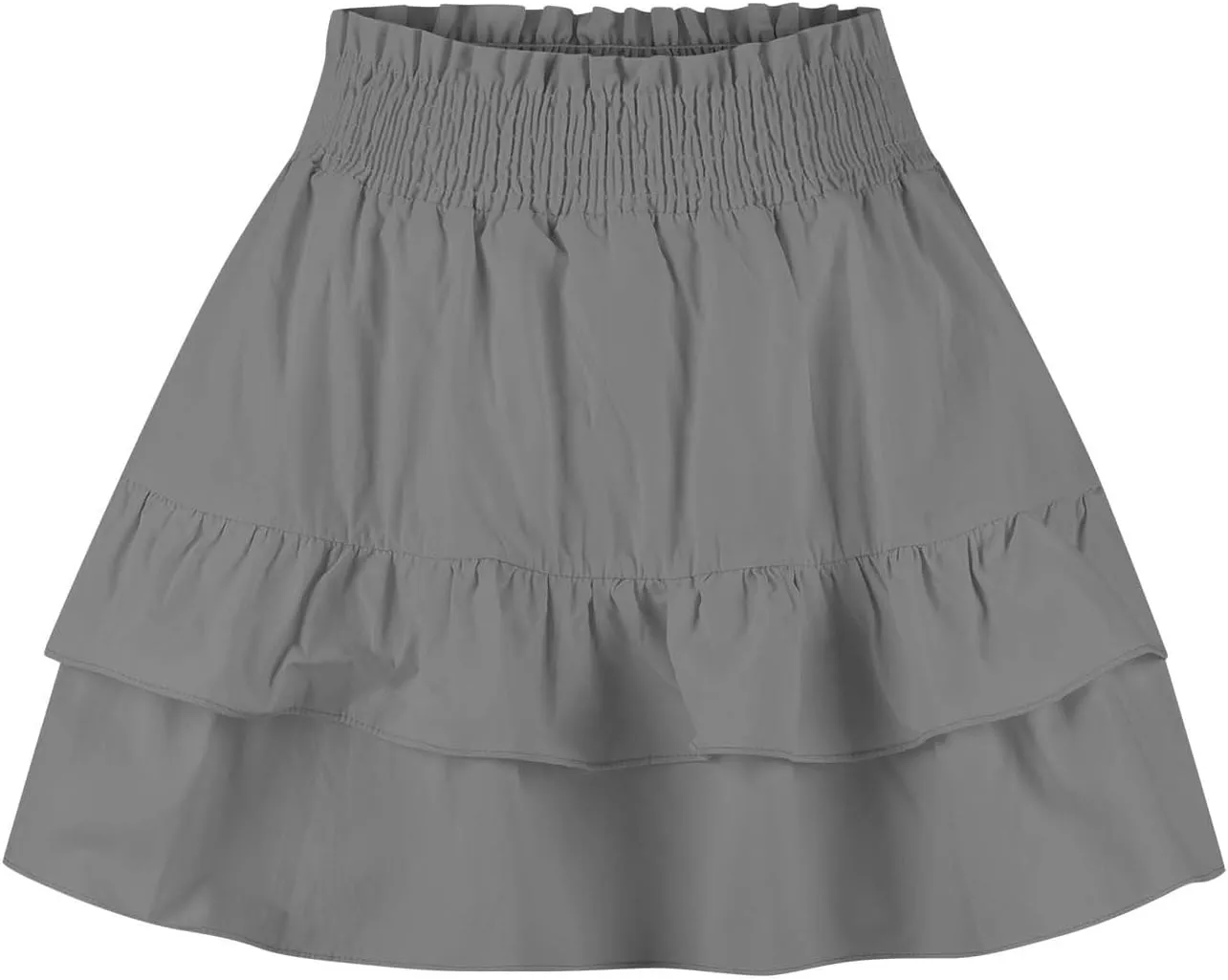 Womens High Waist Ruffle Mini Skirt Cute Tiered Short Skirt Causal Pleated Flowy Skirts Beach Vacation Flowy Skirt