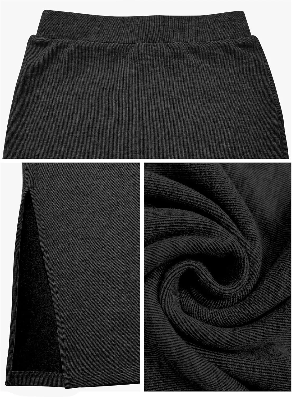 Women's Maxi Skirt Fall Elastic High Waisted Side Slit Casual Stretchy Skirts