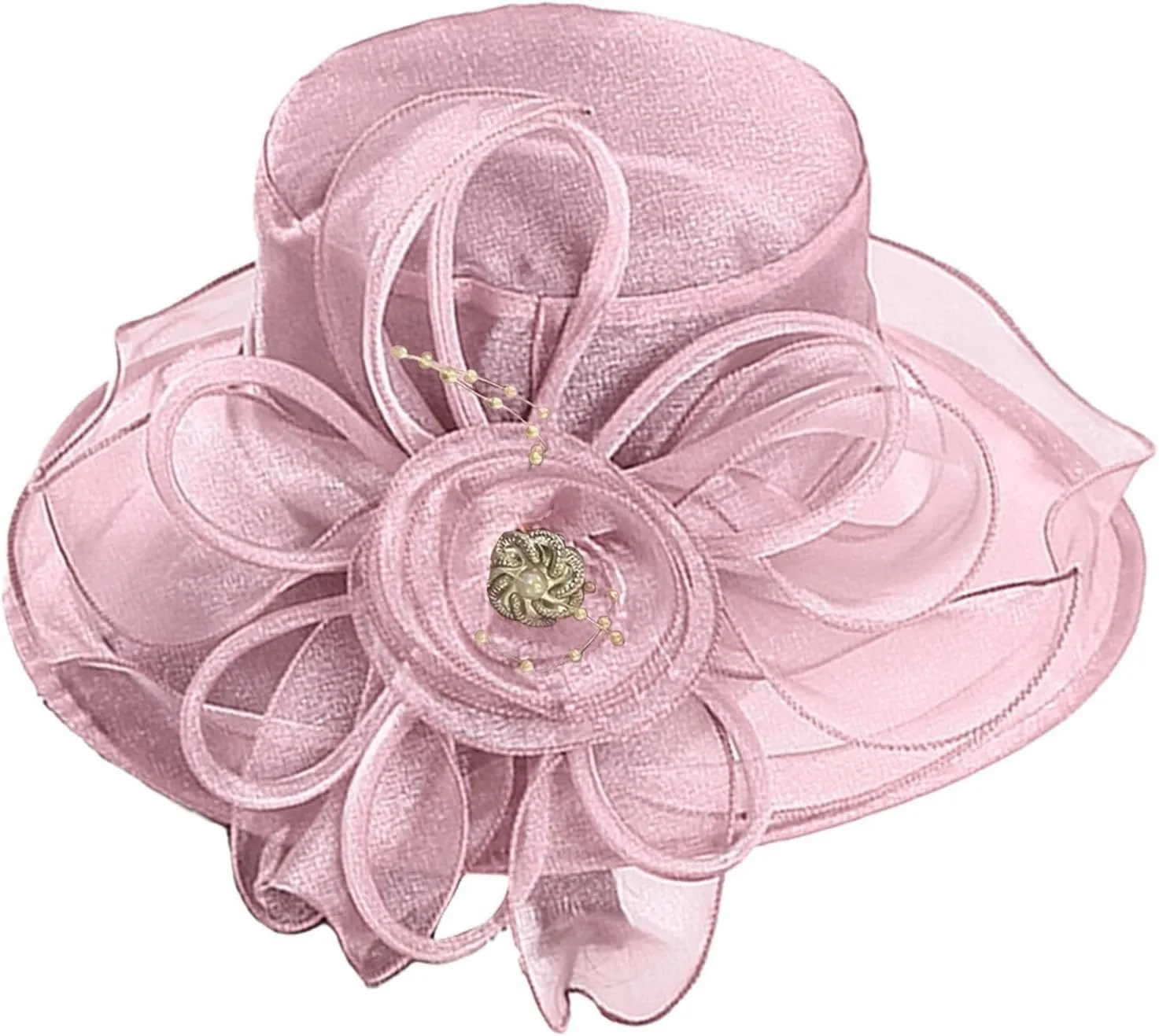 Women's Organza Church Kentucky Wide Brim Derby Fascinator Bridal Cocktail Tea Party Elegant Wedding Dress Hats