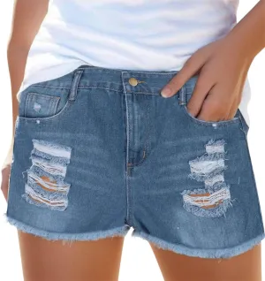 Women's Summer High Waisted Stretch Denim Shorts 2024 Trendy Casual Jean Vintage Shorts Hot Shorts with Pockets