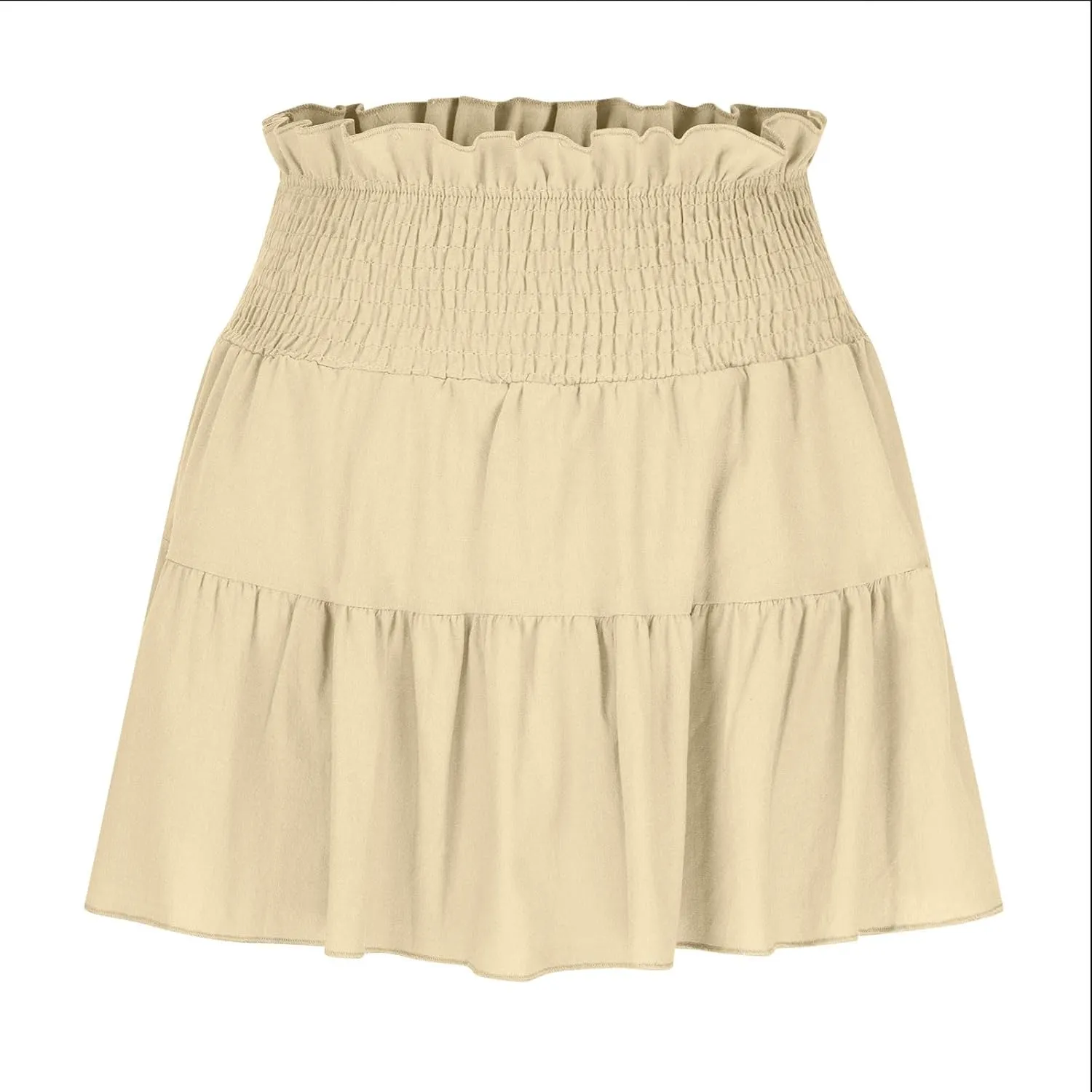 Womens Summer Mini Skirts 2025 Vacation Cute Skirt Ruffle Elastic Waist A-Line Pleated Skirt Beach Party Short Skirt