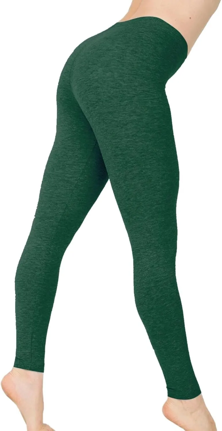 Women's Thick Yoga Soft Cotton Blend High Waist Workout Leggings with Tummy Control Compression