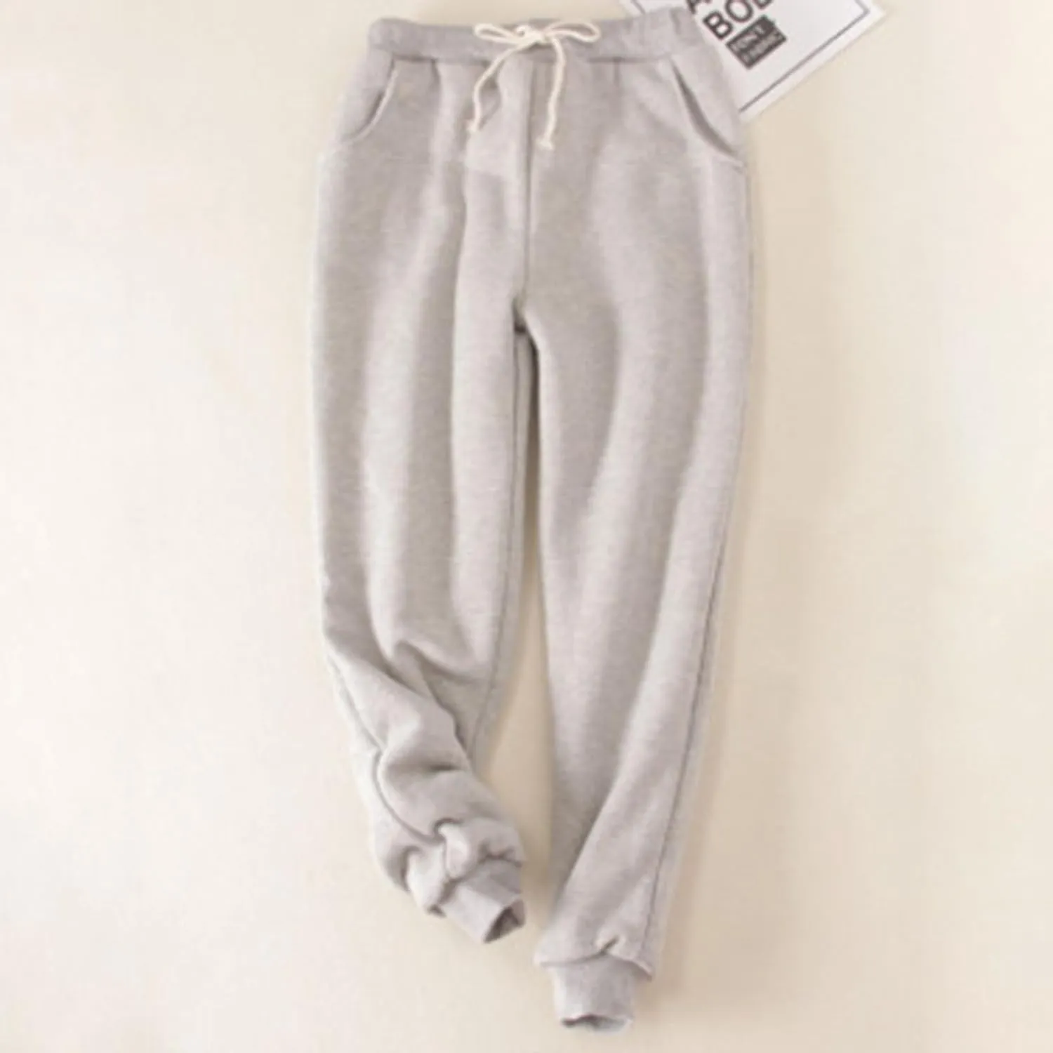 Women's Thicken Fleece Lined Sweatpants with Pockets Drawstring Waist Ankle Cuffed Joggers Cozy Warm Sherpa Winter Loungewear