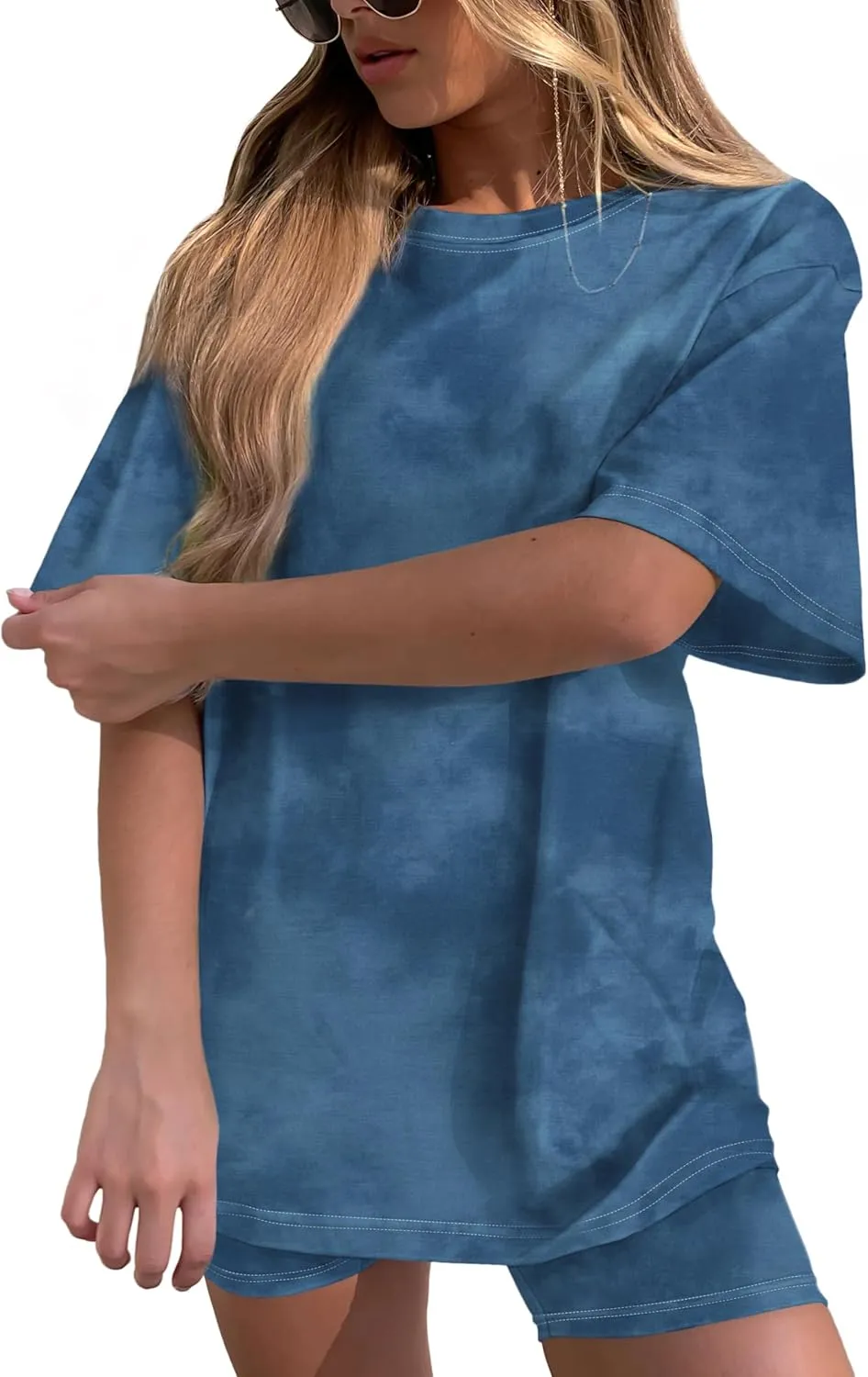 Women's Tie-Dye Set Two-Piece Outfits Summer - Casual Two Piece Short Set Short Sleeve T Shirts