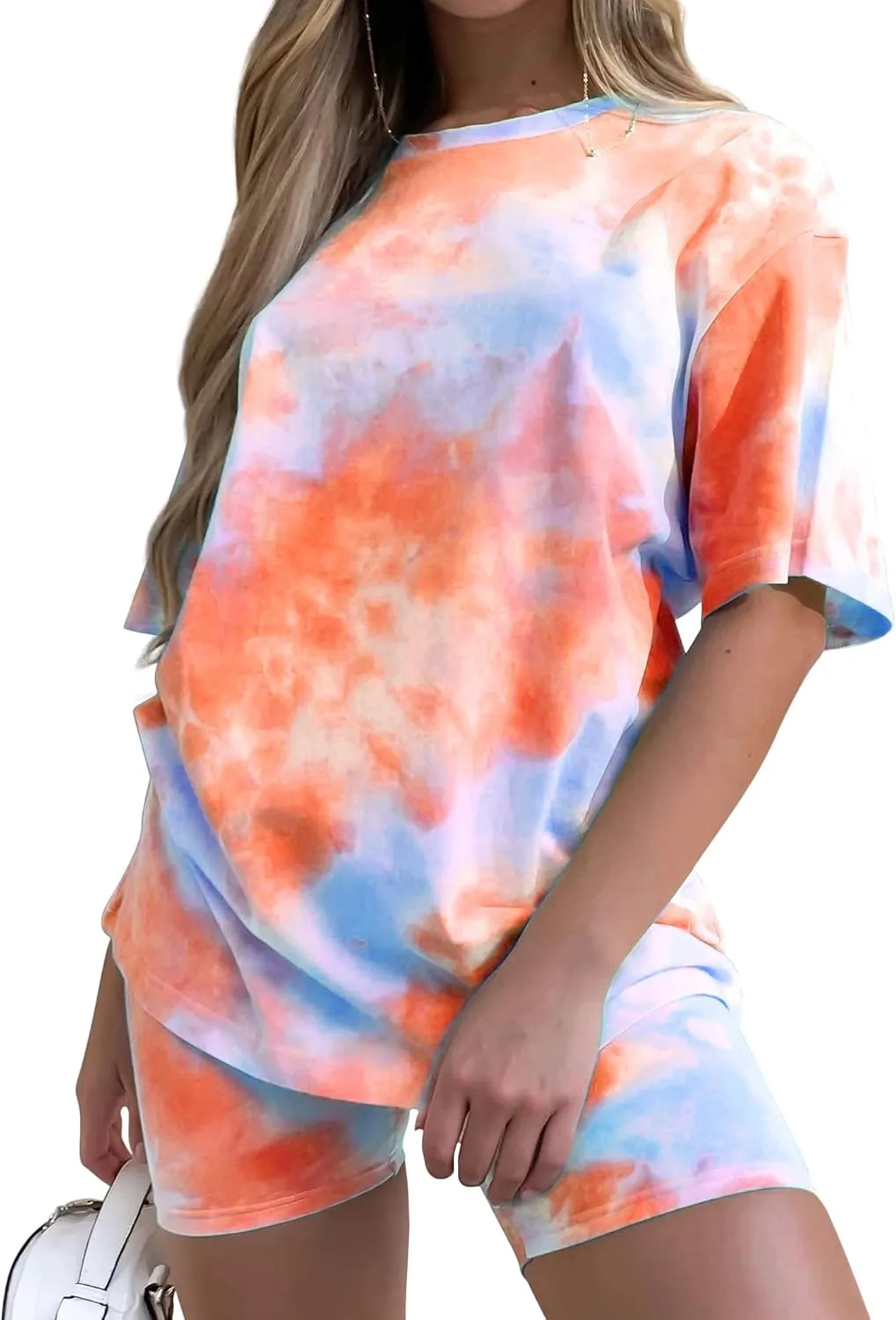 Women's Tie-Dye Set Two-Piece Outfits Summer - Casual Two Piece Short Set Short Sleeve T Shirts
