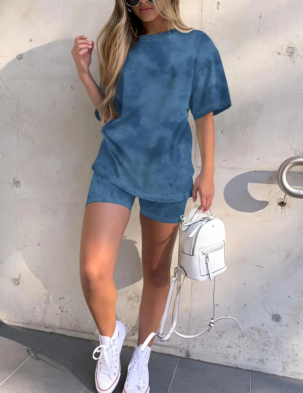 Women's Tie-Dye Set Two-Piece Outfits Summer - Casual Two Piece Short Set Short Sleeve T Shirts
