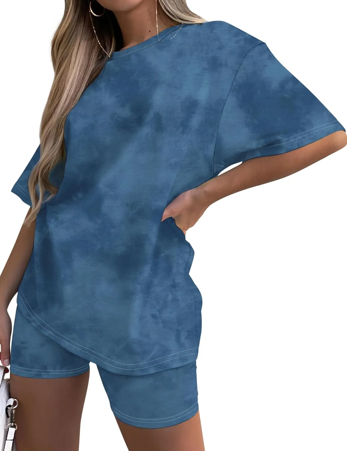 Women's Tie-Dye Set Two-Piece Outfits Summer - Casual Two Piece Short Set Short Sleeve T Shirts