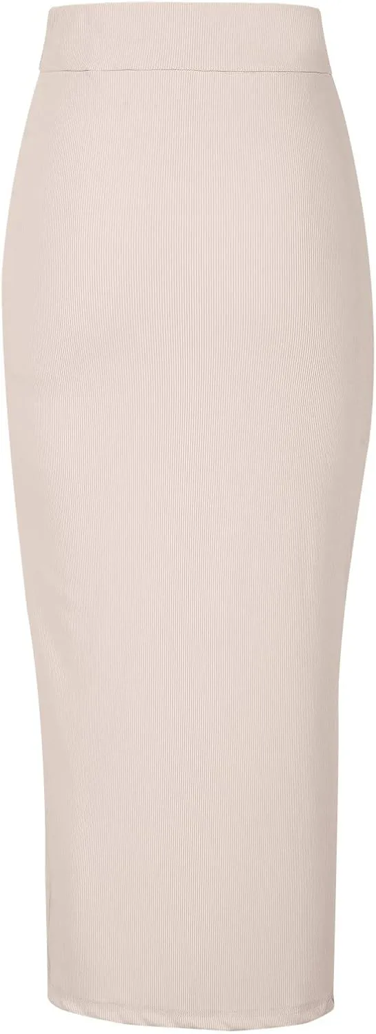 Work Skirts for Women Office High Waisted Wrap Skirt Side Slit Button Decor Elegant Sexy Midi Skirt for Business