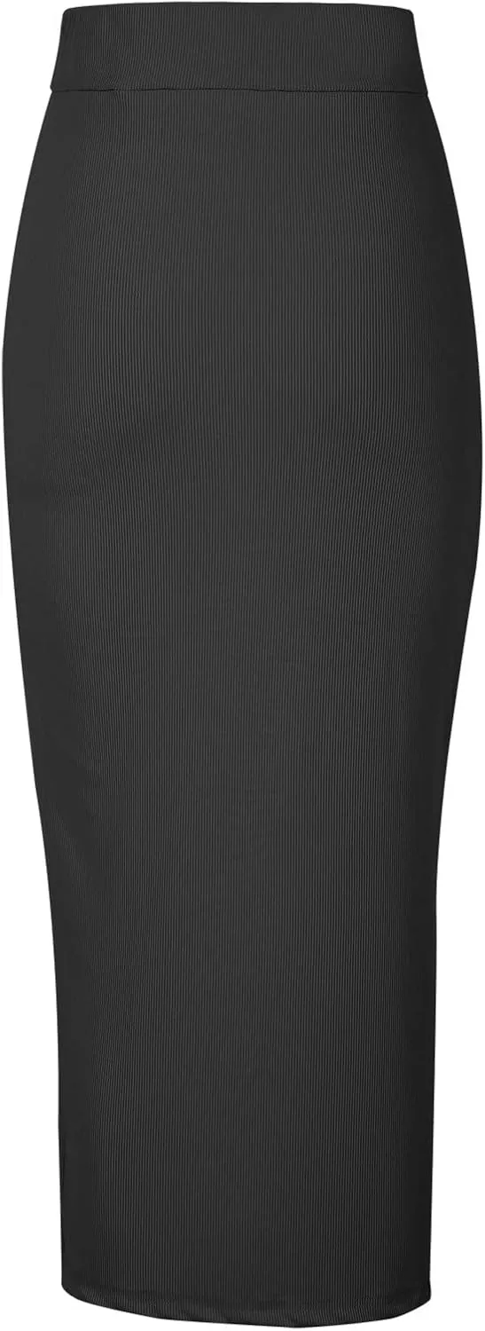 Work Skirts for Women Office High Waisted Wrap Skirt Side Slit Button Decor Elegant Sexy Midi Skirt for Business