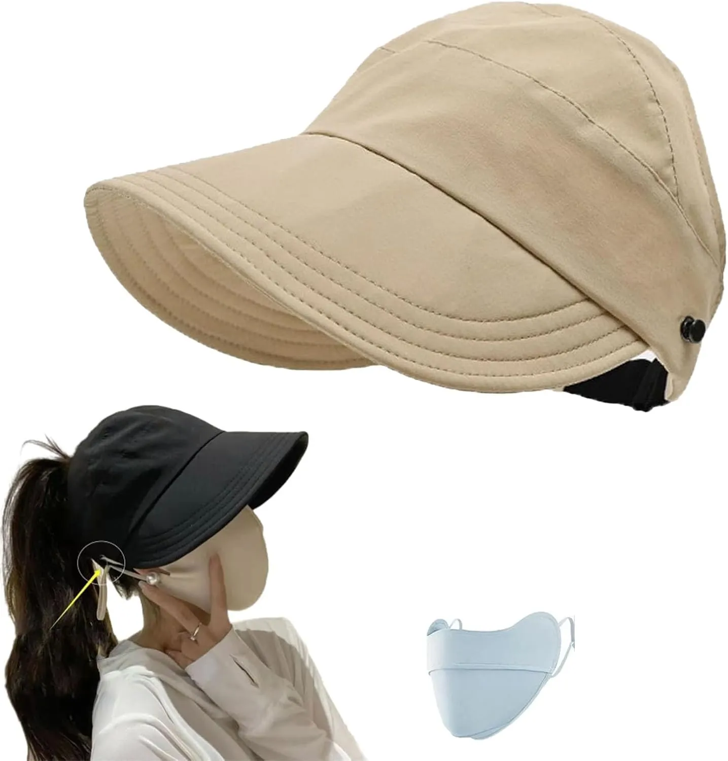 Wrap-Around Hollow-top UV Sun Hat - Outdoor Uv Protection Hollow Top Sun Hat - Outdoor Wide Brim Hats for Women