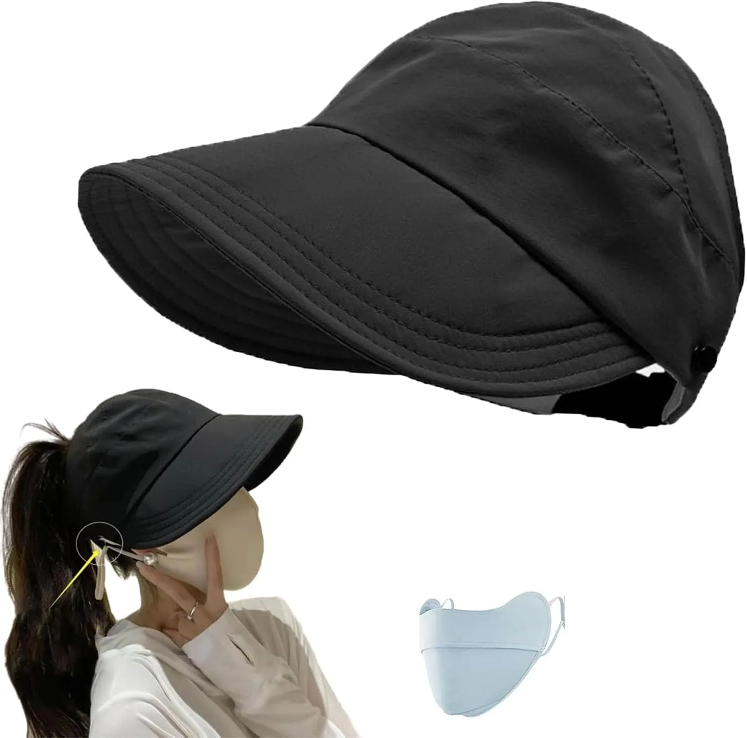 Wrap-Around Hollow-top UV Sun Hat - Outdoor Uv Protection Hollow Top Sun Hat - Outdoor Wide Brim Hats for Women