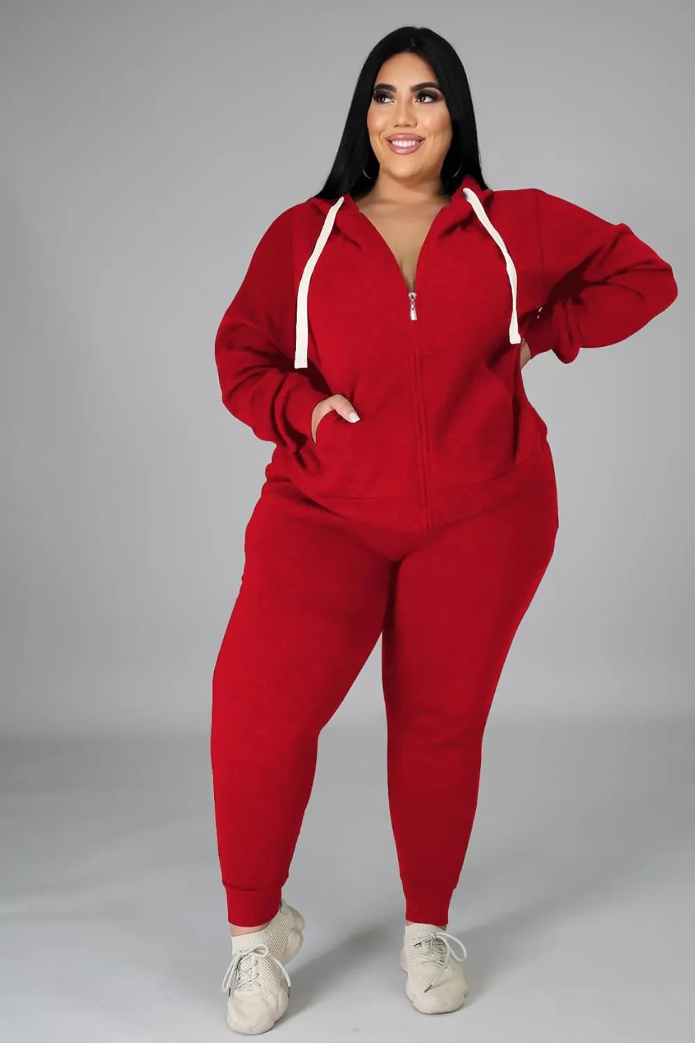 YeGine Womens Plus Size Two Piece Outfits Sweatsuits Casual Long Sleeve Set With Pockets