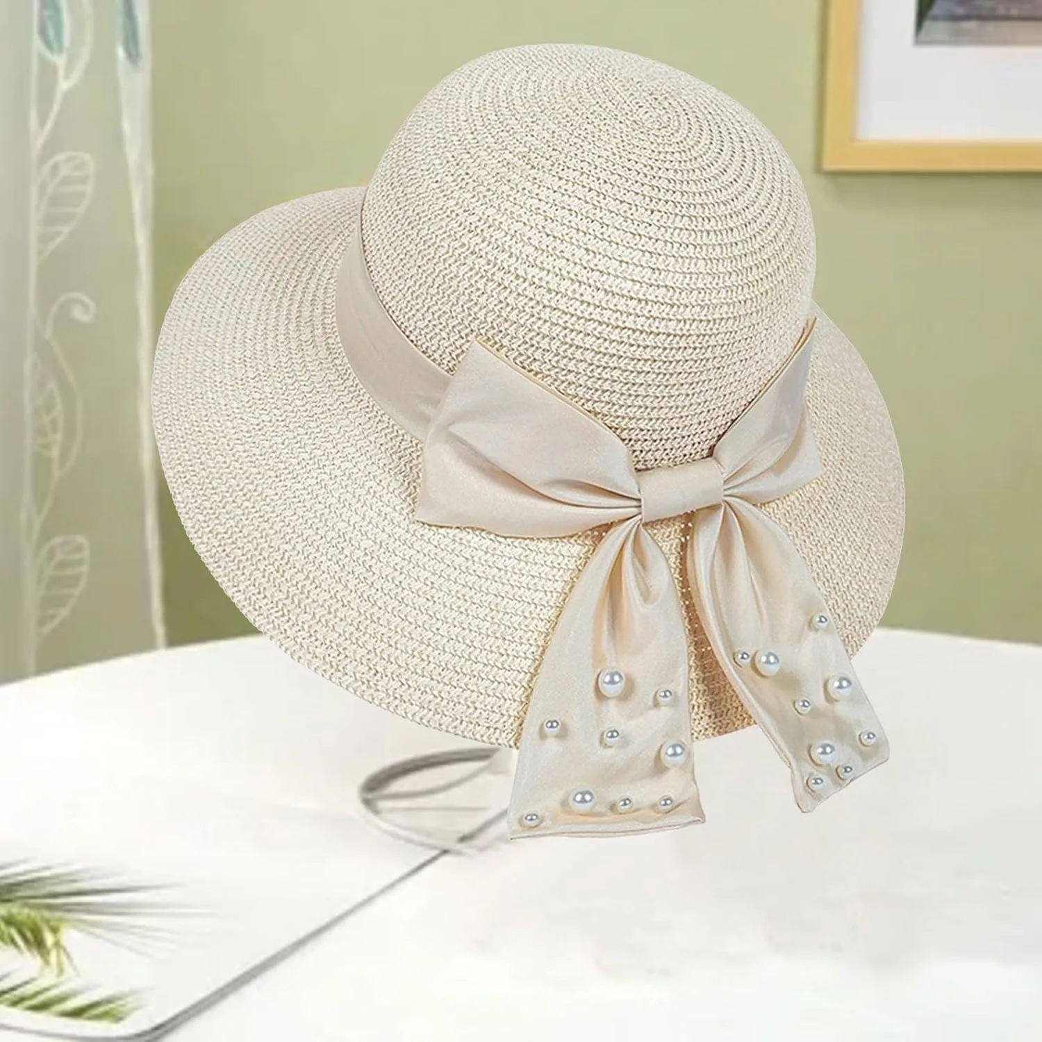 YOLAI Women Sun Hat Wide Brim Bow Knot Beach Hat Breathable Sun UPF 50  / Hat Foldable Packable Summer Hat Outdoor