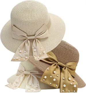YOLAI Women Sun Hat Wide Brim Bow Knot Beach Hat Breathable Sun UPF 50  / Hat Foldable Packable Summer Hat Outdoor